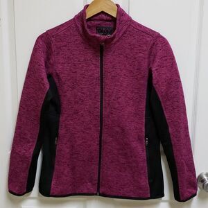 Marc NY Jacket Womens M Pink Black Fleece Performance Zip Front Outdoor Gorpcore